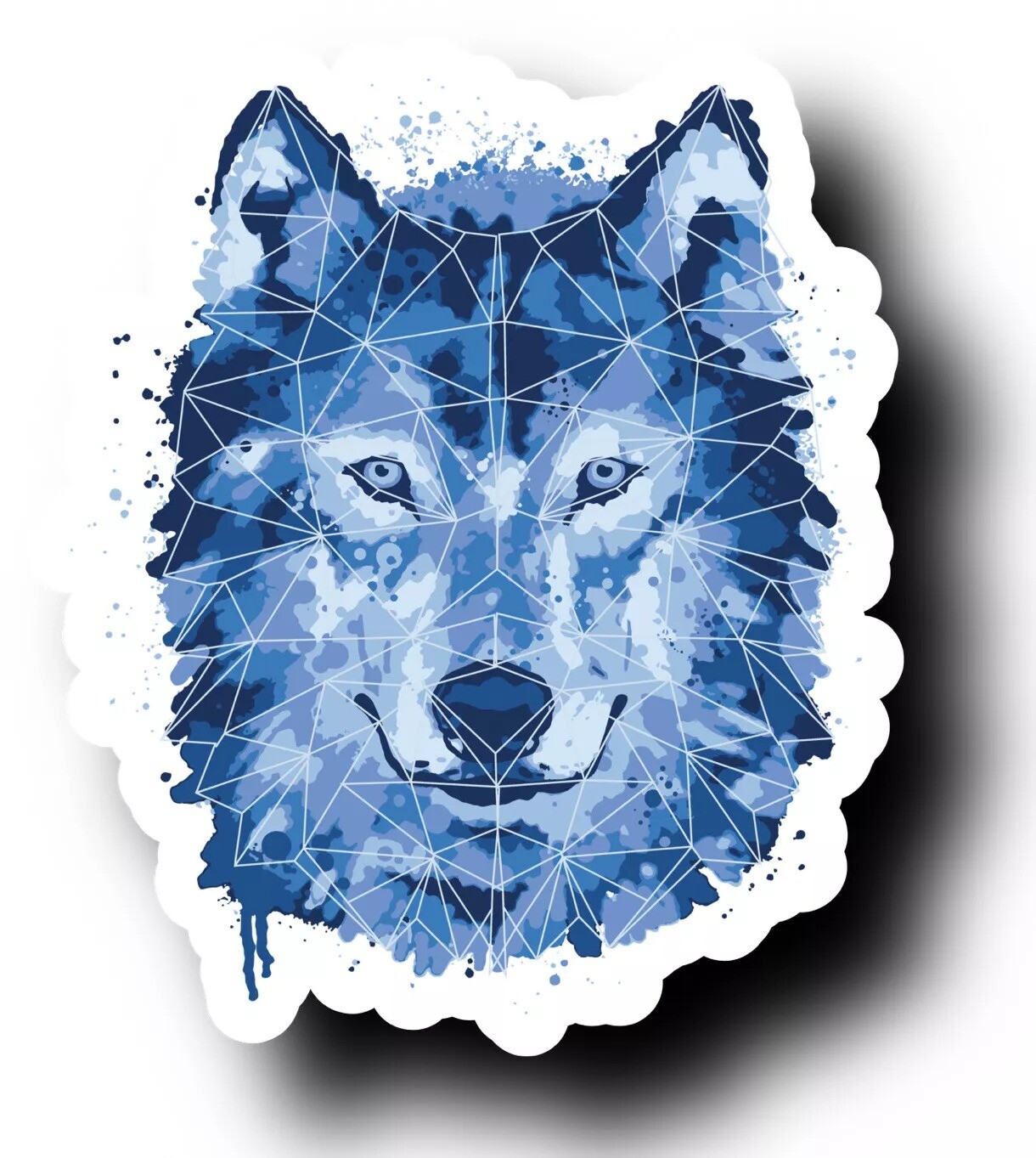 Wolf Sticker Decal Blue Geometric Sticker Decal