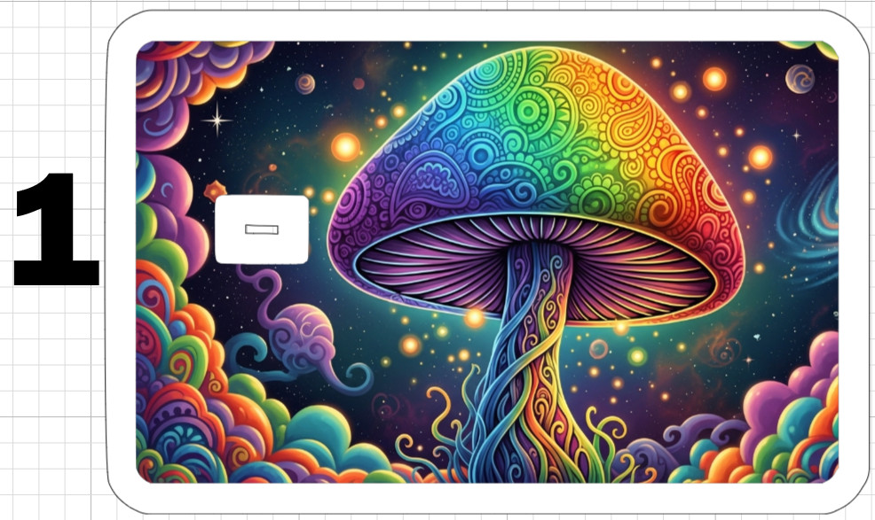Acid Trip Magic Mushroom ATM Debit Credit Sticker Skin Trippy Retro Groovy Gift