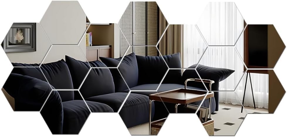 Mirror Wall Stickers – 12PCS Hexagon Art DIY Decorative Acrylic Sheet Plastic…