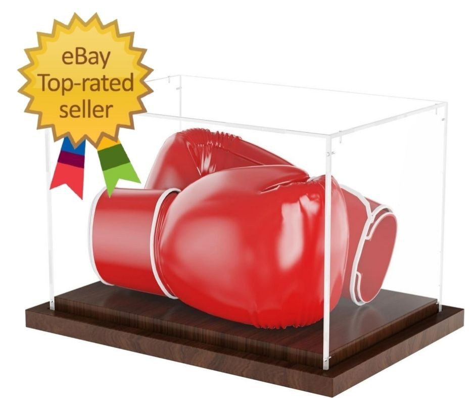 Acrylic Display Case for Boxing Gloves & Sports Memorabilia – Wood Base, Gift Id