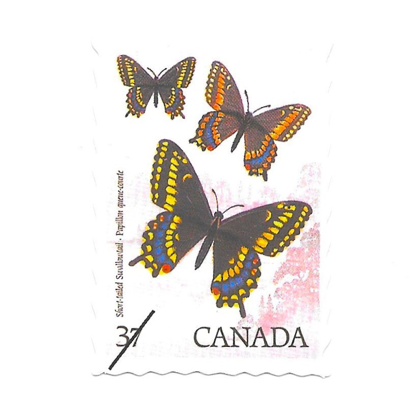 Canada Stamp Short Tailed Swallowtail Butterfly Die Cut Vinyl Sticker Decal