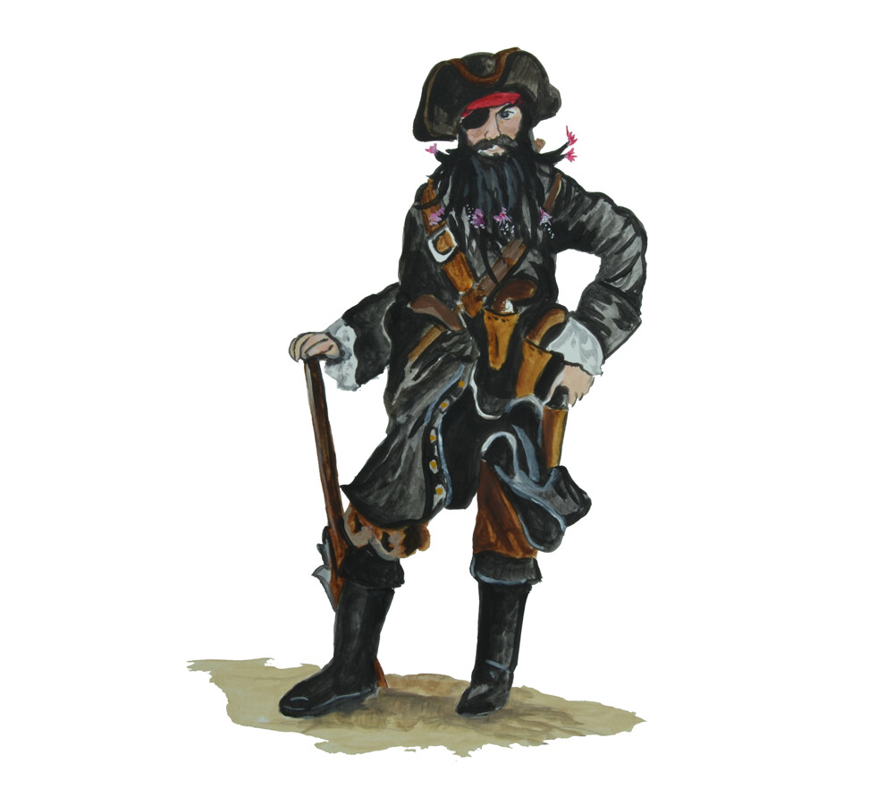 Blackbeard the Pirate Edward Teach Decal Sticker – Car Truck RV Cup Boat Tablet