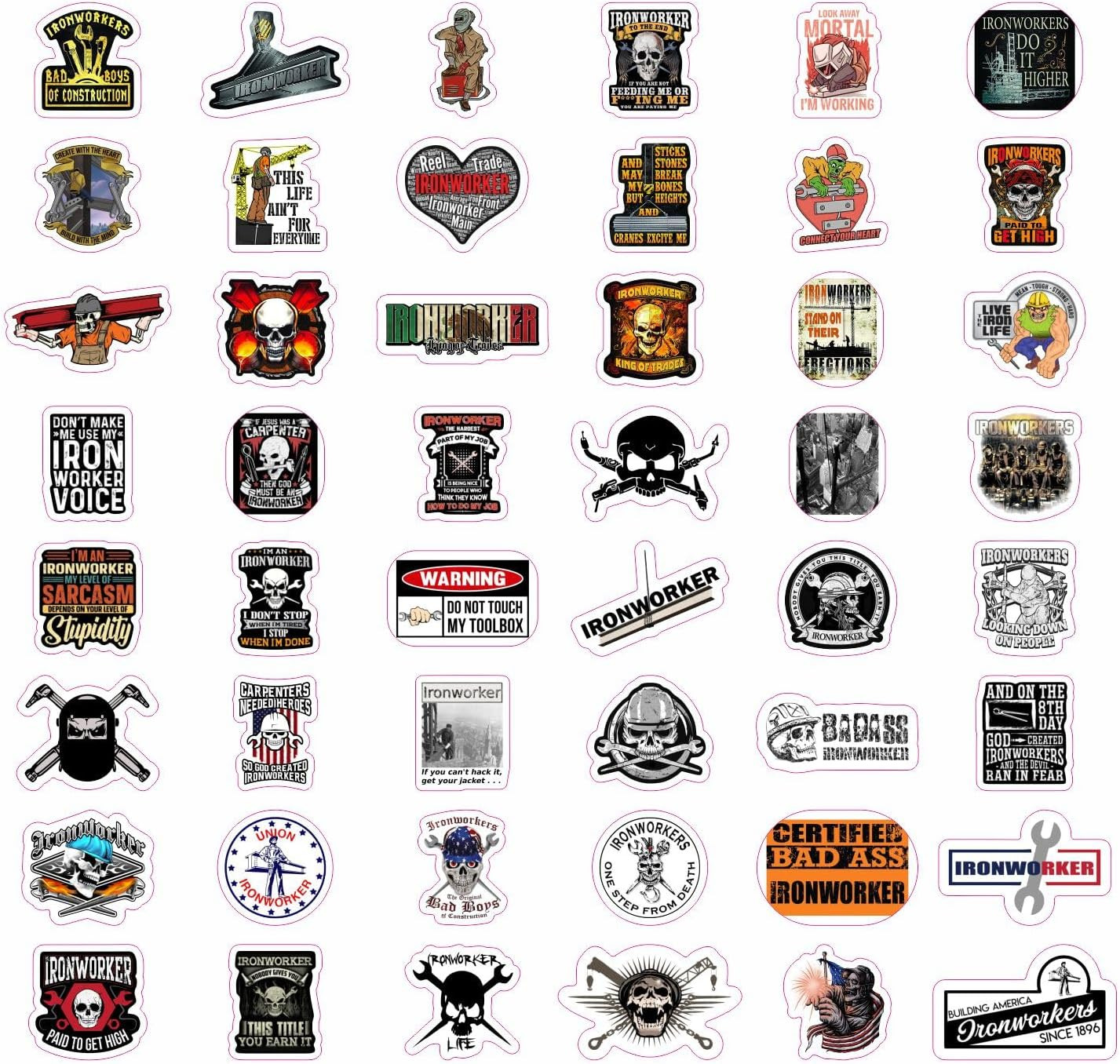 Bulbacraft 100Pcs Funny Ironworker Stickers for Hard Hat, Ironworker Decals for