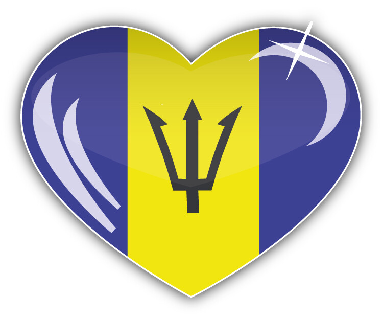 Barbados Flag Heart Car Bumper Sticker Decal