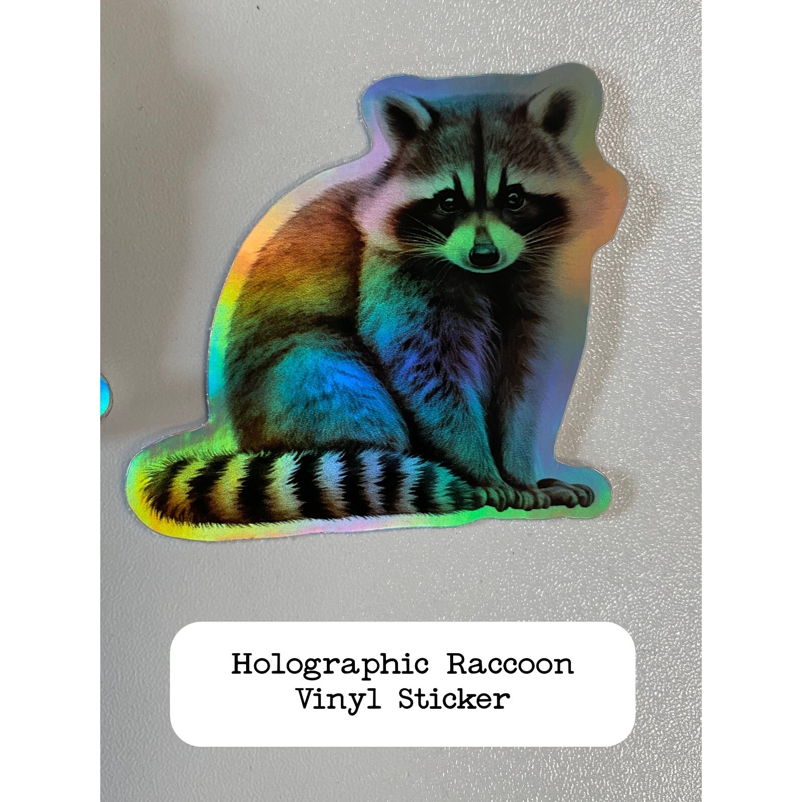 Raccoon Holographic Vinyl Sticker | Die Cut, Glossy | 2" Sticker