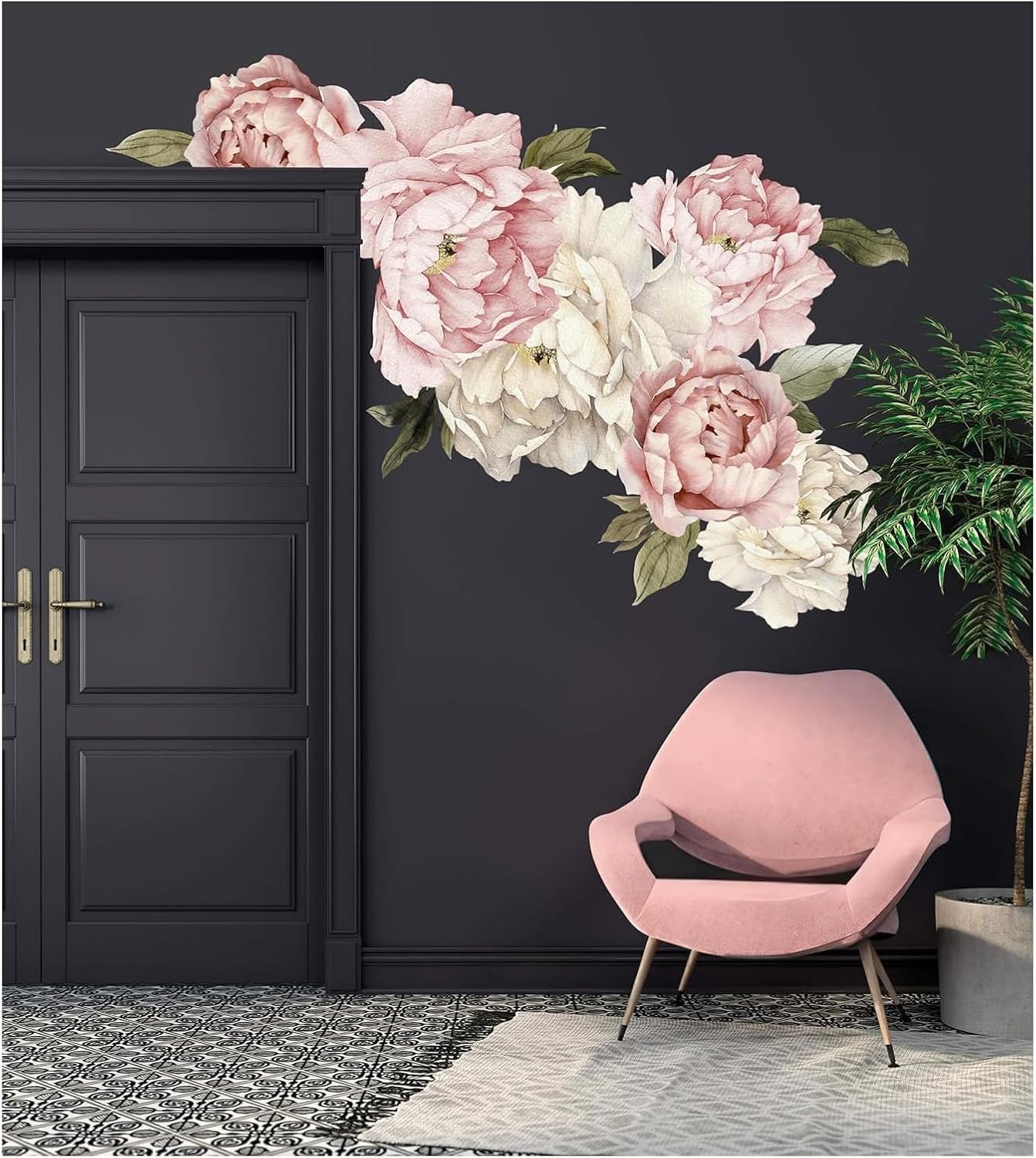 Large 67" Floral Peonies Wall Sticker – Botanical Beauty for Indoor Spaces