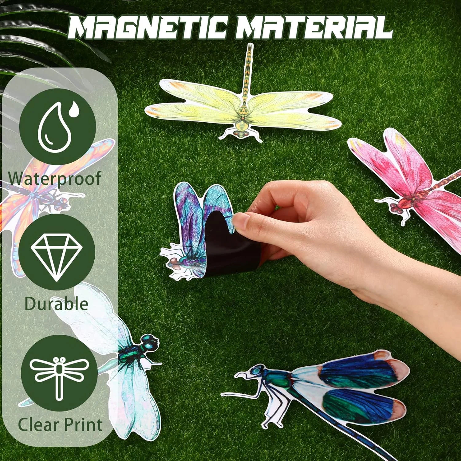 12 Pieces Dragonfly Screen Door Magnets Double Sided Screen Stickers Magnetic Fl