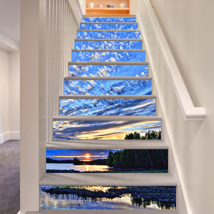 3D Sunset Clouds 619NA Stair Risers Decoration Photo Mural Decal Wallpaper Fay