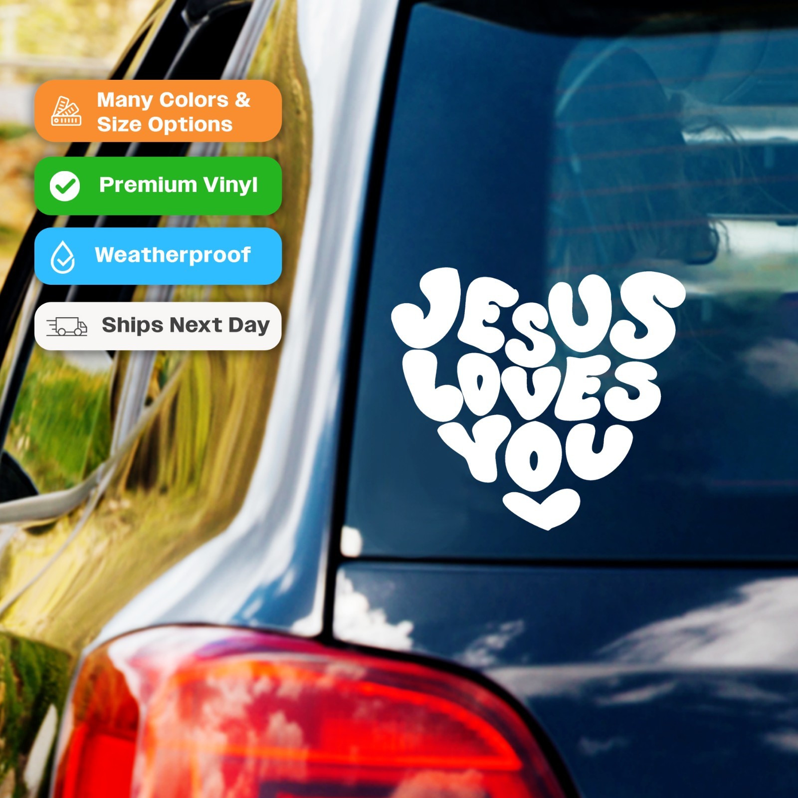 Jesus Loves You Decal Cross Car Truck Window Vinyl Sticker Religious Decal