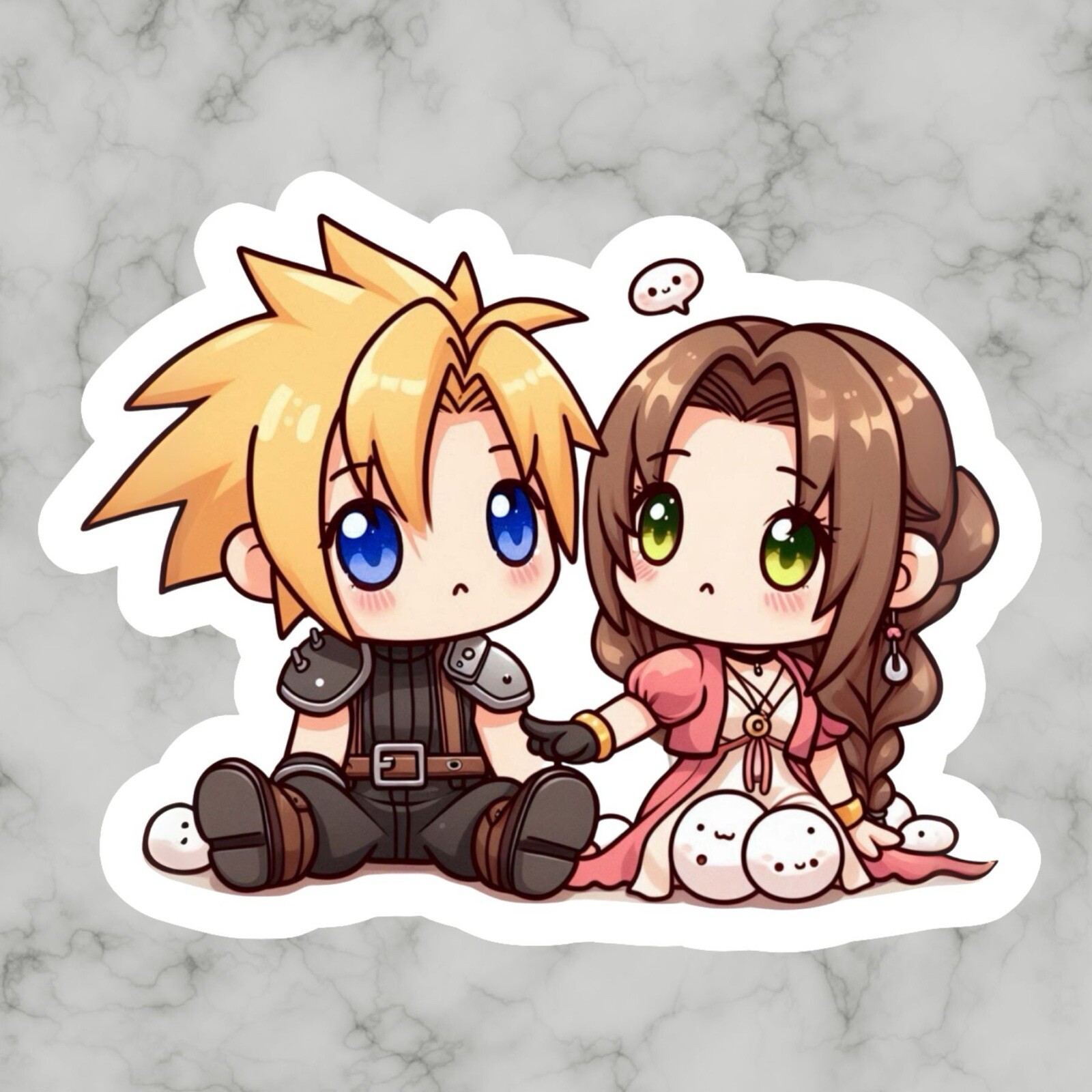 Cloud Strife And Aerith Gainsborough, Final Fantasy Glossy Vinyl sticker, Decal