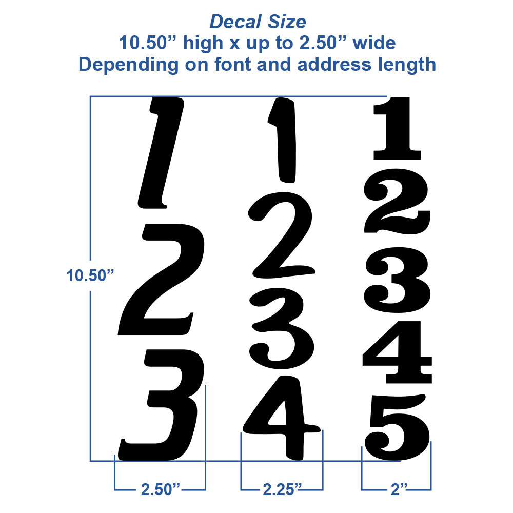 Address Numbers Decal, Custom 10.50" High Vertical – #1231-Single