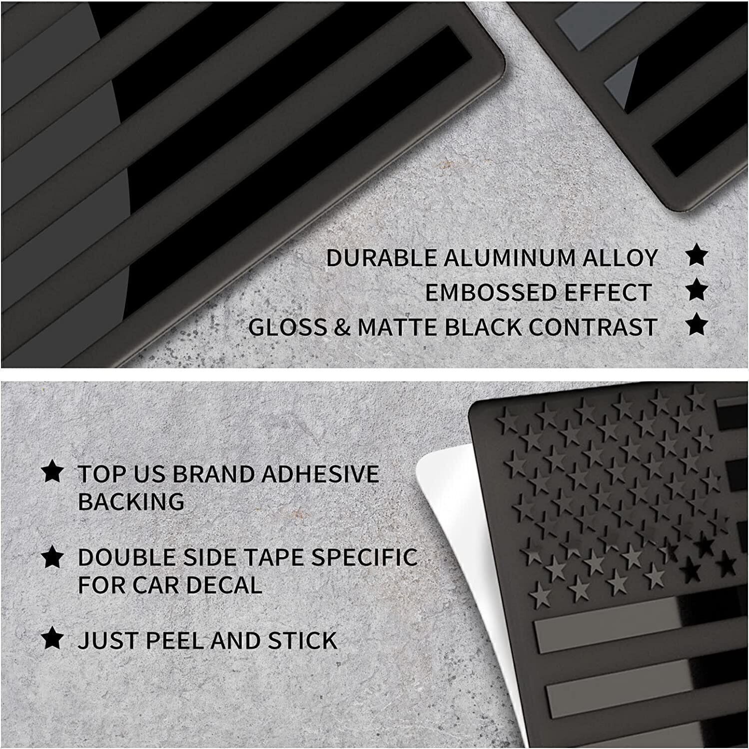 2PCS Metal USA Flag Sticker American Car Truck Decal Emblem Black