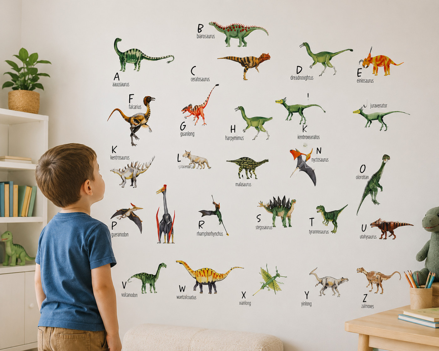 Dinosaur Alphabet Wall Stickers Kids Room Dinosaur Playroom Wall Decor Stickers