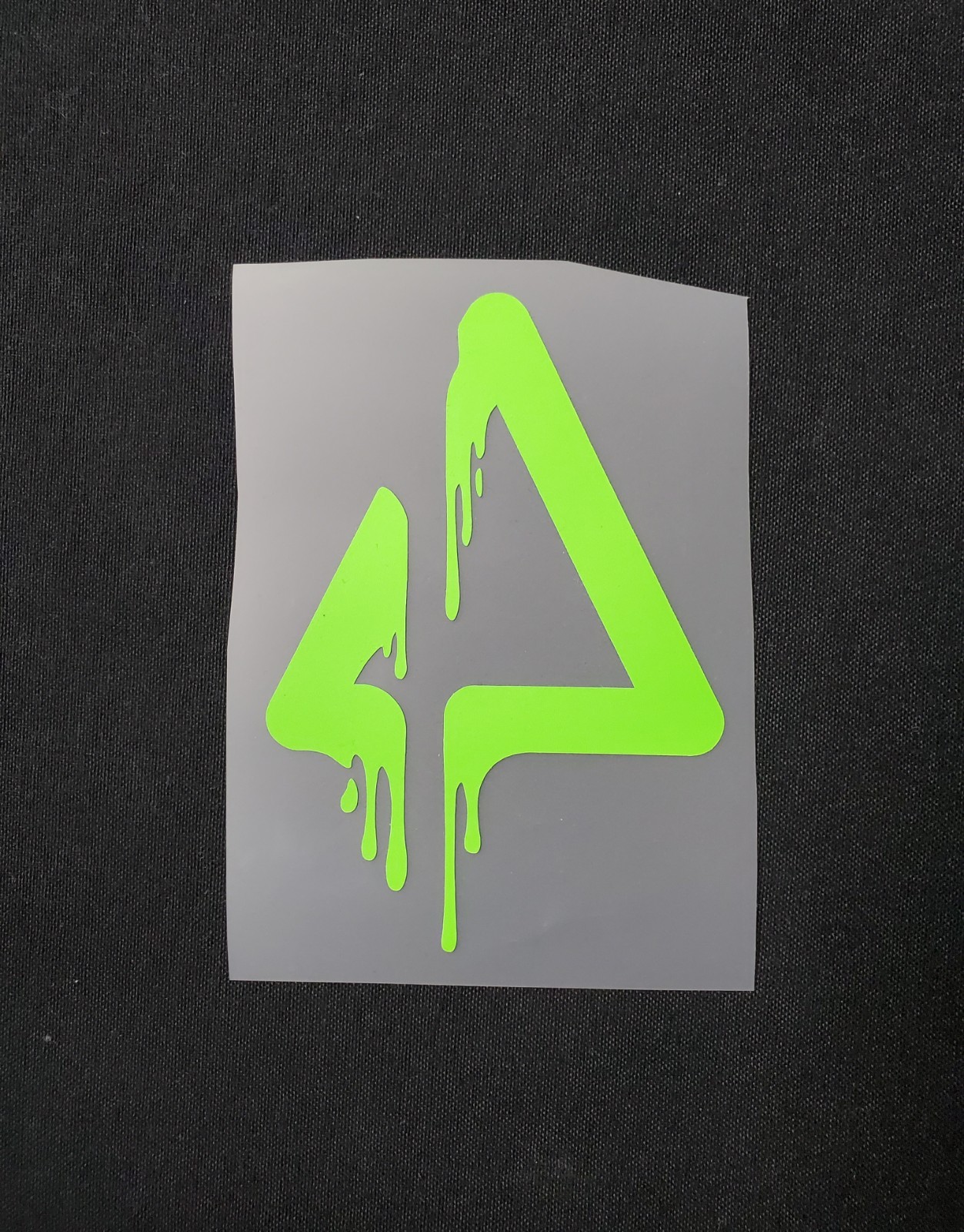 Glow In The Dark Melting Triangle Vinyl Decal Medium Size Sticker Bright Green