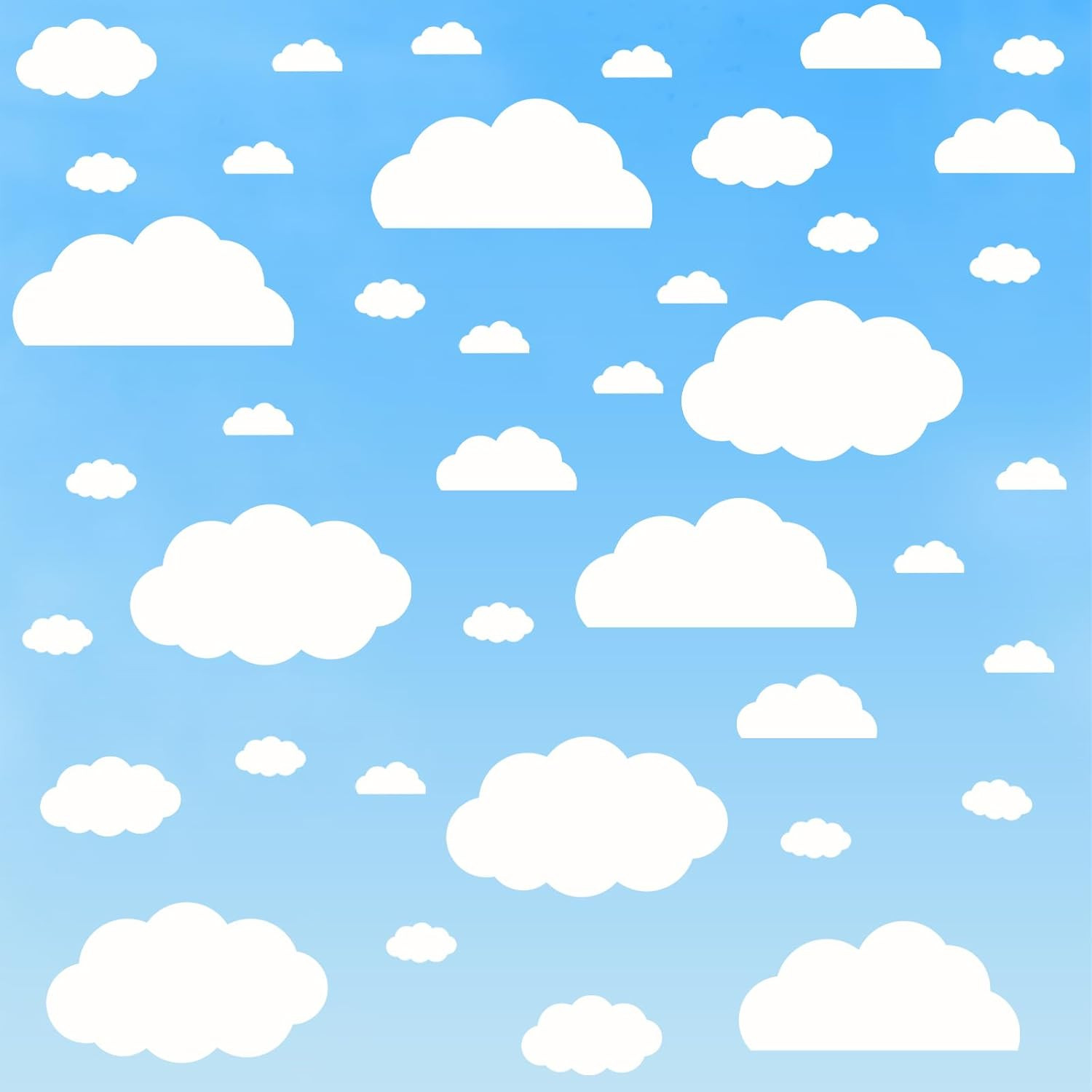 Cloud Wall Decals – 40 Peel and Stick Clouds Stickers – Assorted Shapes and Size