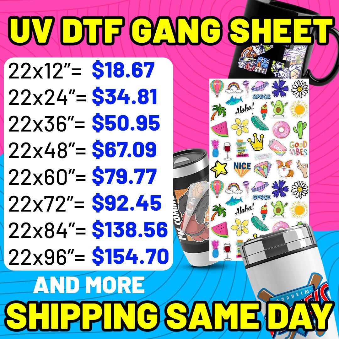 Custom UV DTF 3D Stickers 22" x 154" – Ready to Apply – Waterproof Decals