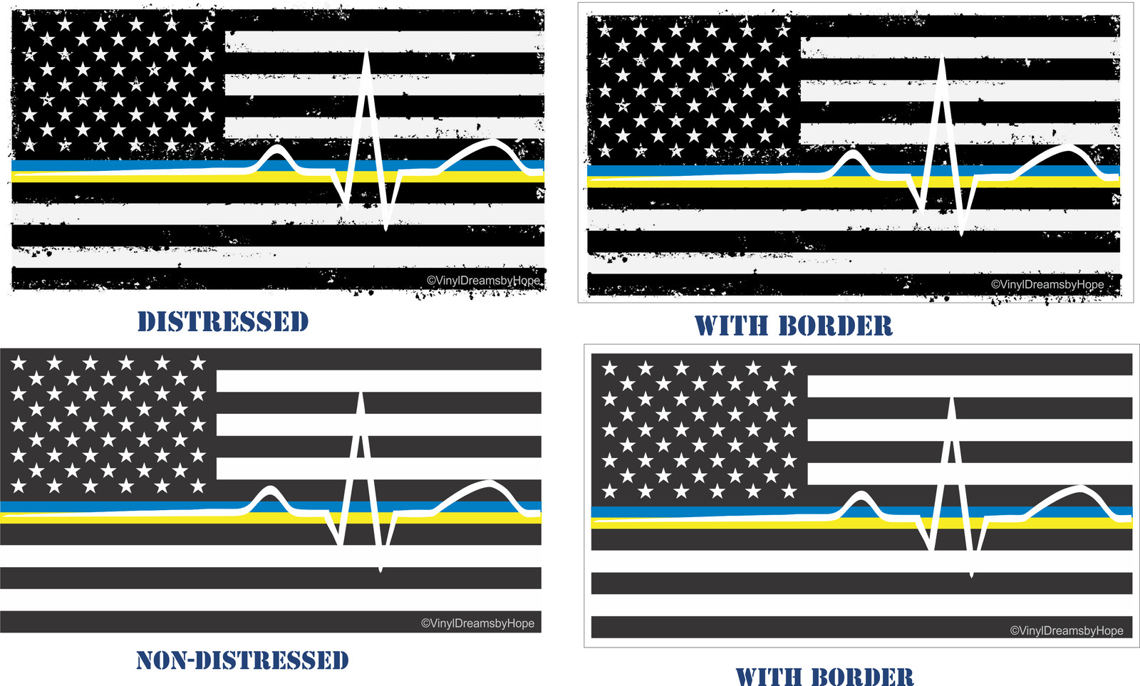 Back The Blue decal – Thin Blue/Yellow Line flag Stacked