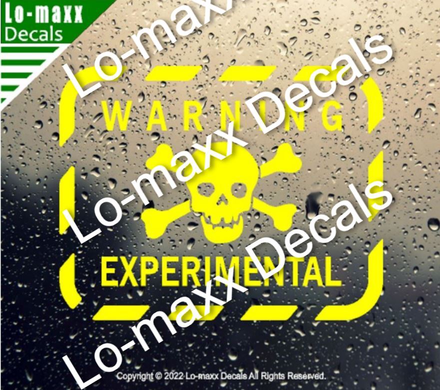 Warning Experimental Skull And Cross Bones Custom Graphic Die Cut Vinyl Decal