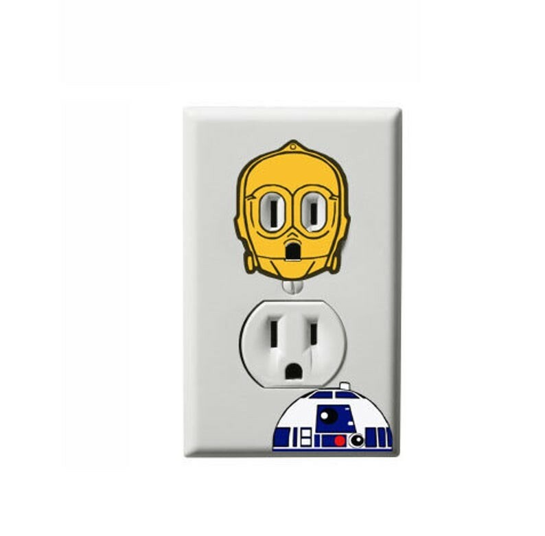 C-3PO and R2-D2 Sticker – Star Wars – Electric Outlet Wall Art Decal Home
