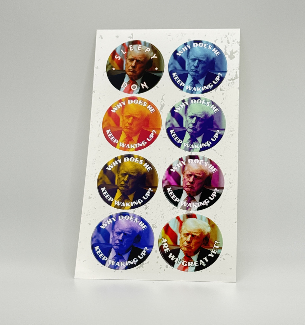 Donald Trump Asleep Stickers 8pc Assorted Anti Trump Political Humor Decals 2"