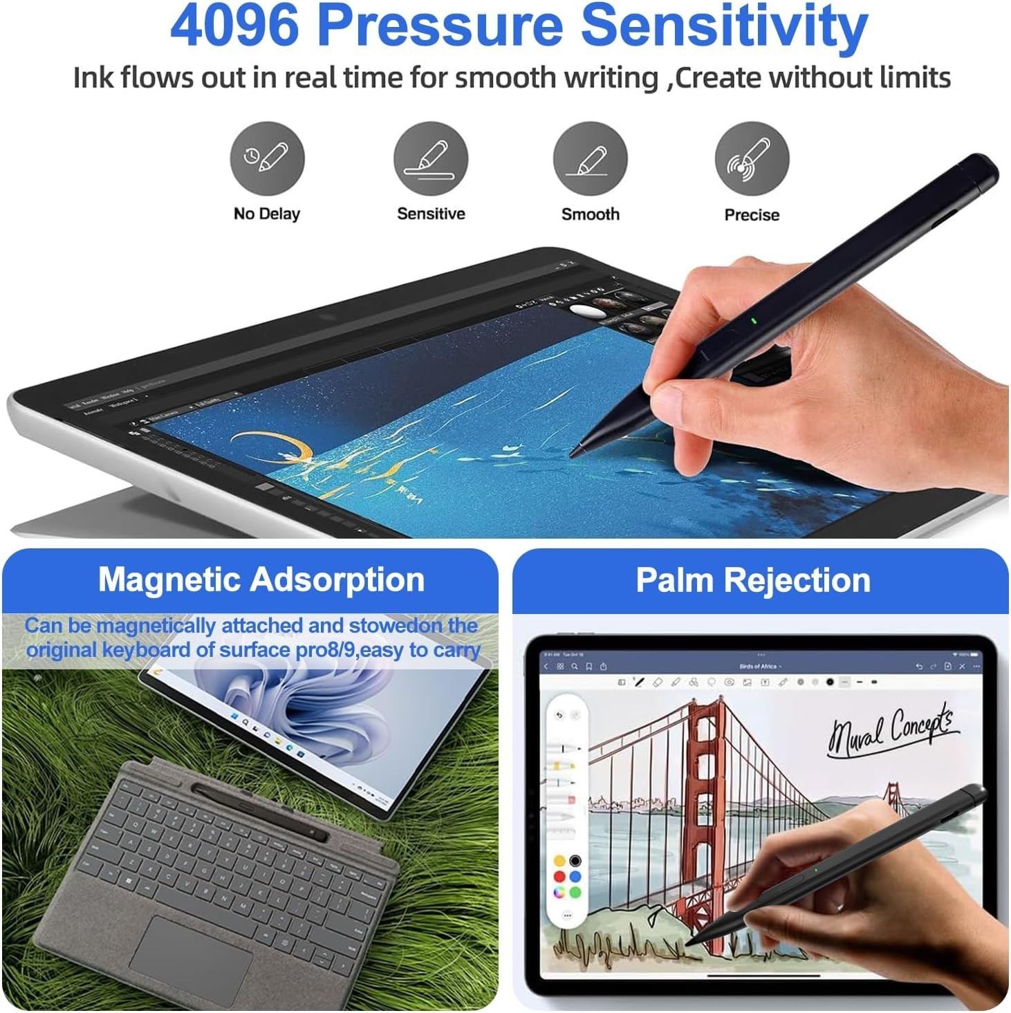Stylus Pen for Microsoft Surface,JvKzaen Slim Pen for Surface with 4096 Pressure