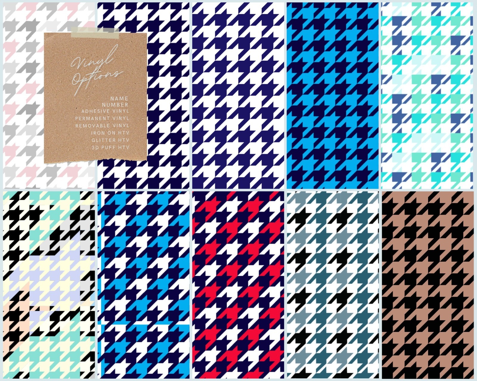 Houndstooth Pattern Adhesive Vinyl & Iron-on HTV for all Cricut cutting machines