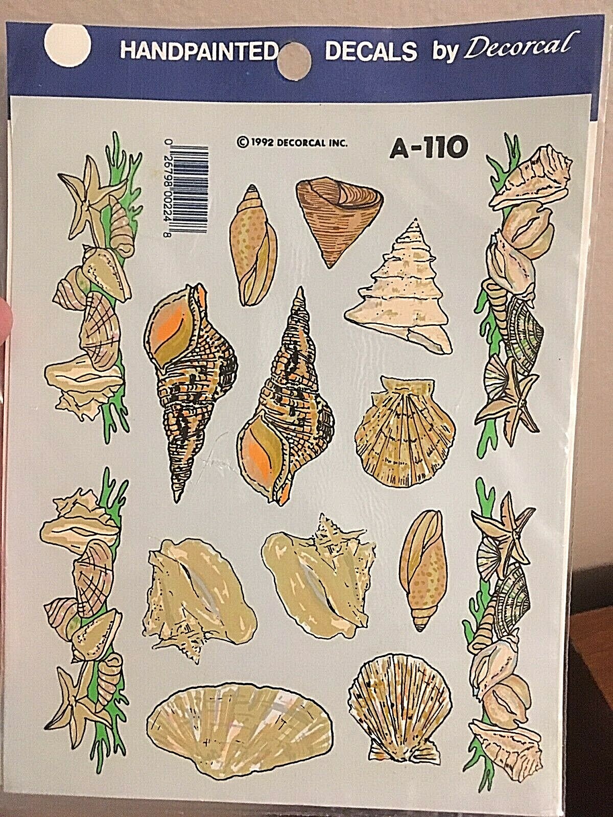 Vintage 1992 DECORAL DECALS – Seashells A-110 Water-slide Conch Scallop Nautical