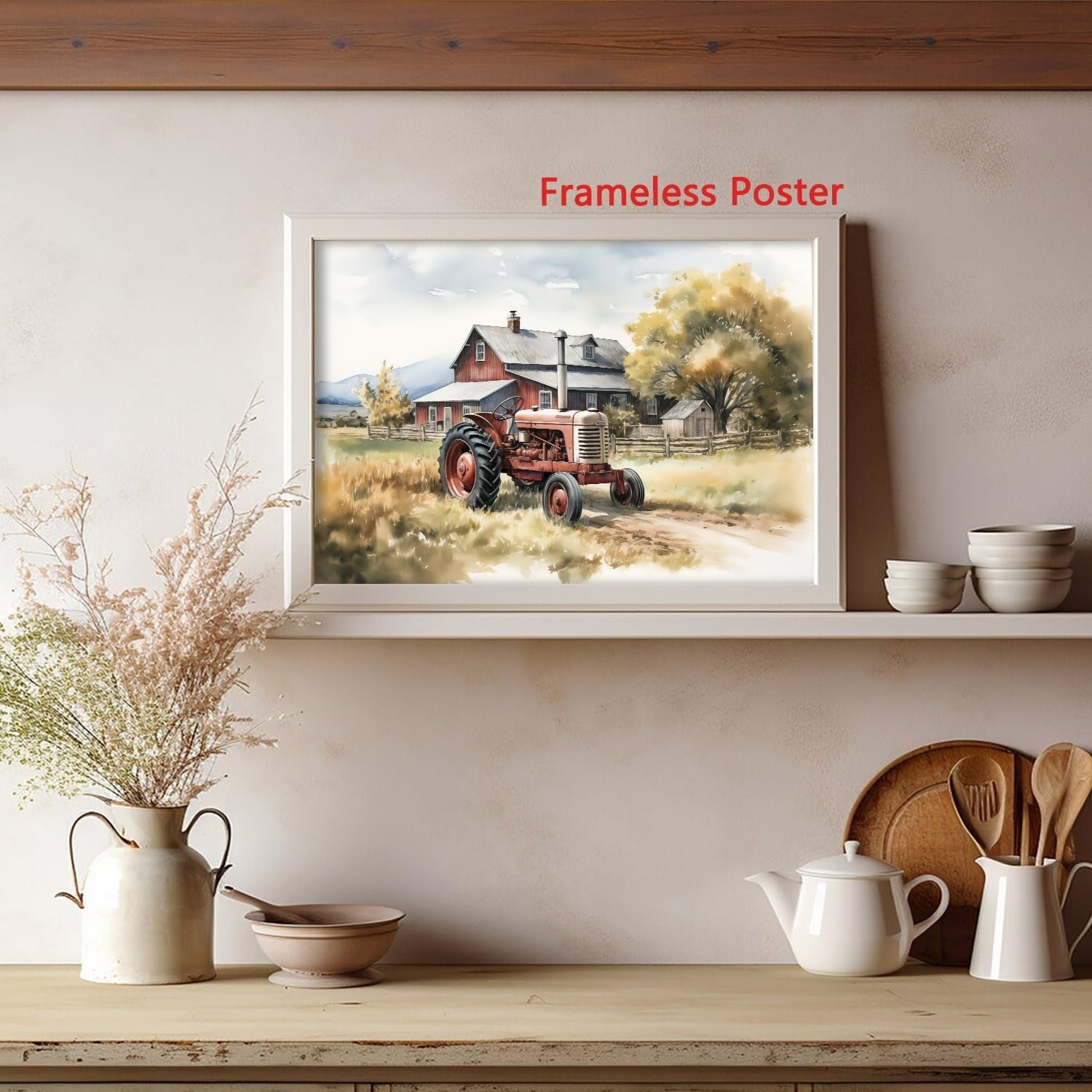 BACKYMRJCART Farm Tractor Canvas Wall Art Decor Farmhouse Rustic Pictures Old…