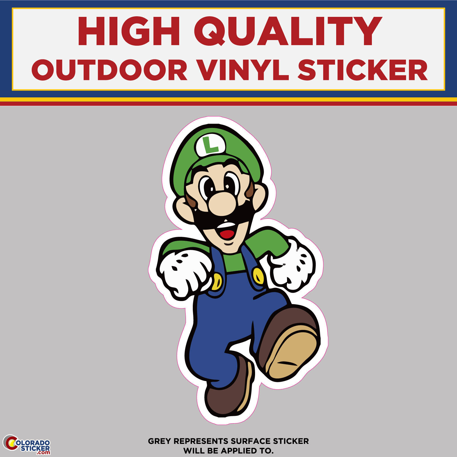 Luigi Running Super Mario Bros, High Quality Vinyl Stickers