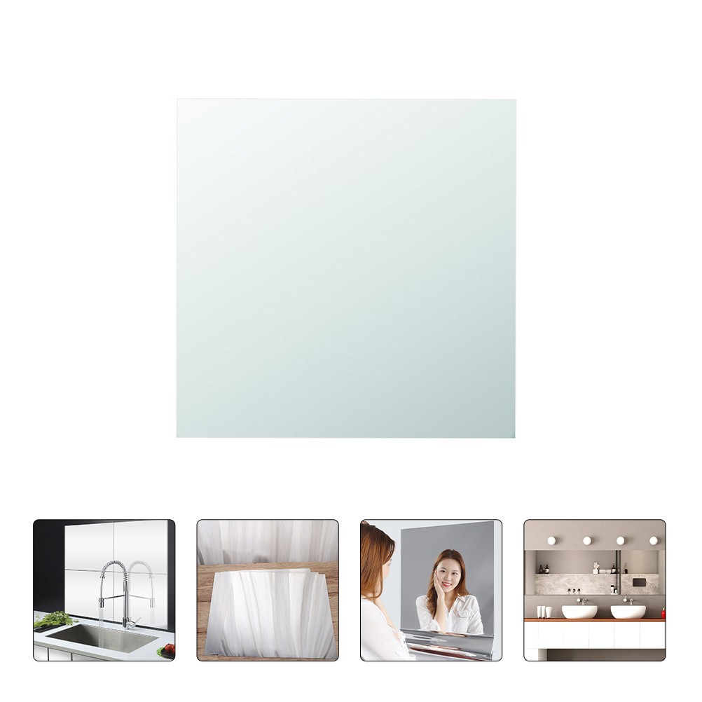 6Pcs Reusable Decorative Mirror Decals Silver for Kitchen Bedroom Wall Decor