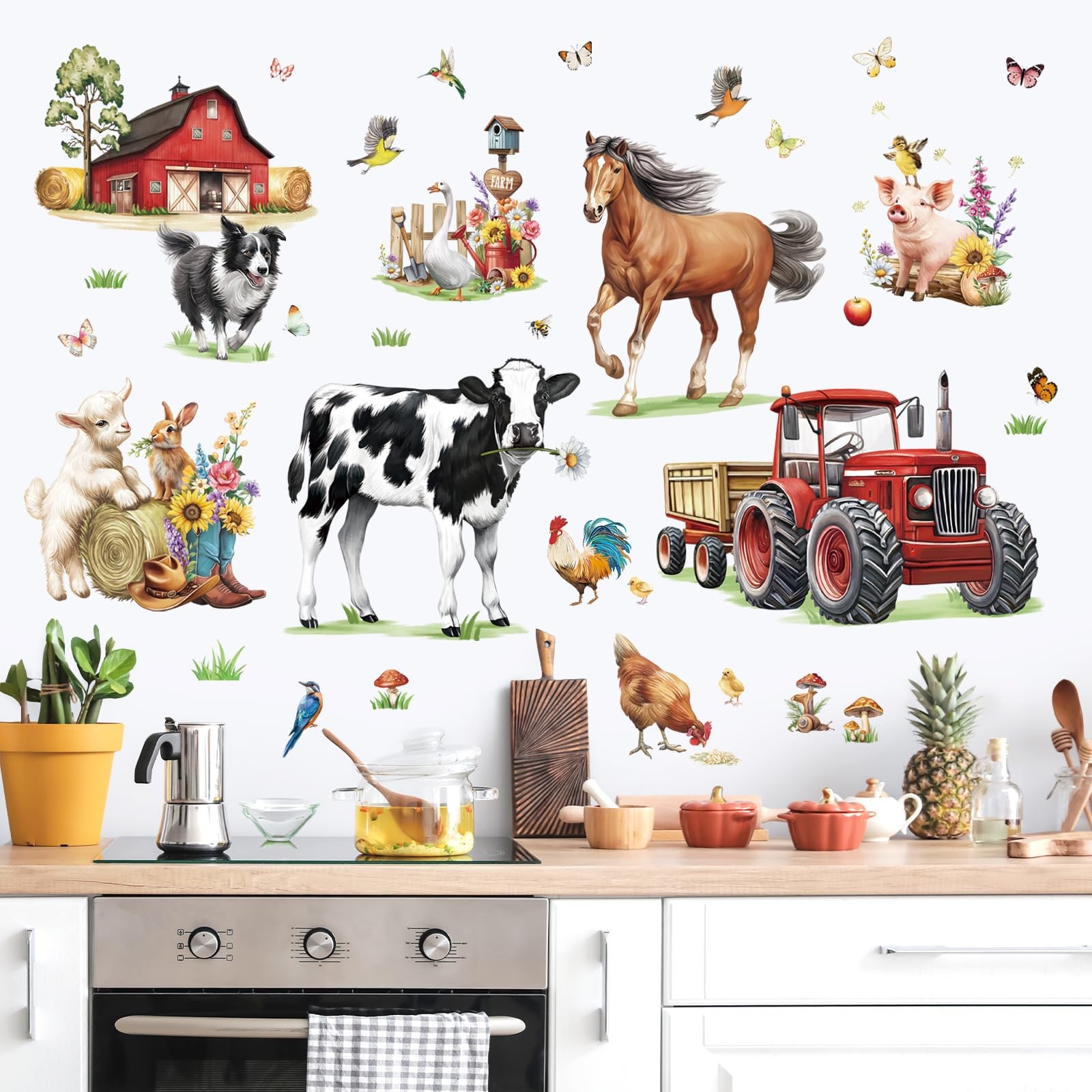 Farm Animal Wall Decals Horse Cow Farmhouse Truck Wall Stickers Bedroom Livin…