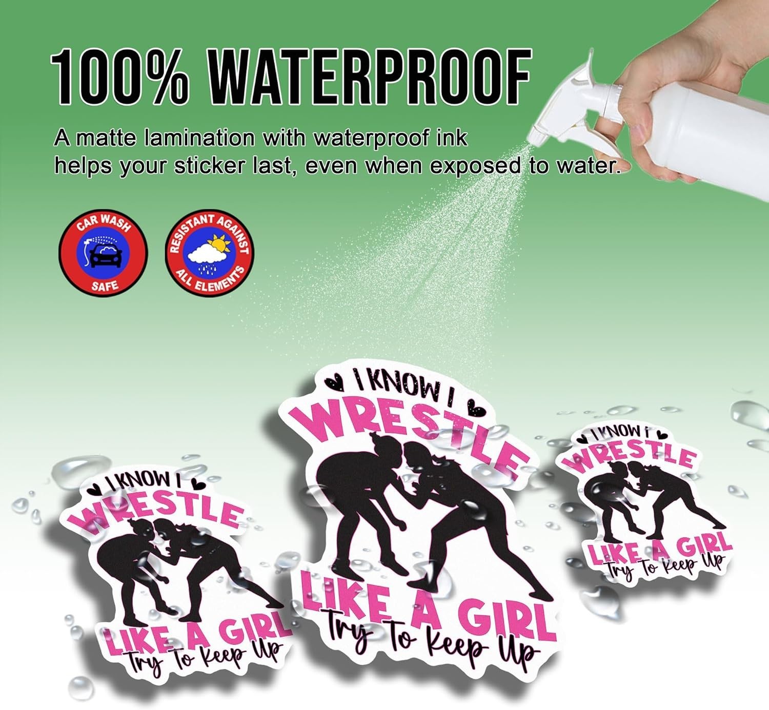 I Know I Wrestle Like a Girl Try to Keep Up Sticker Wrestling Girl Decal Size 3"