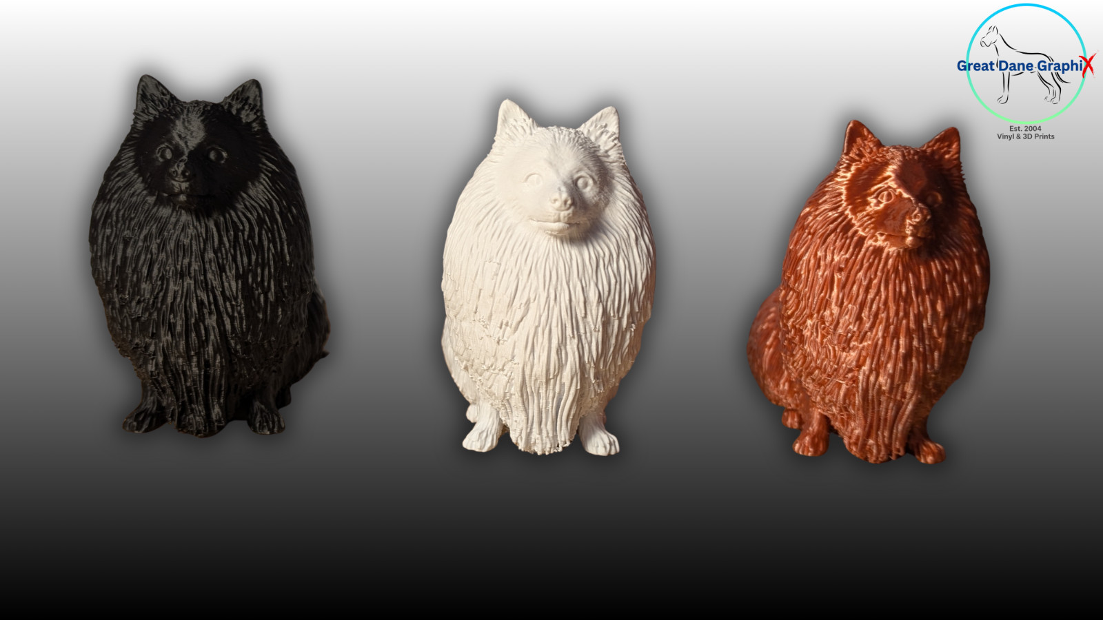 Pomeranian Figure & Decal Set – 3D Printed – Paintable DIY Dog Art Combo Set