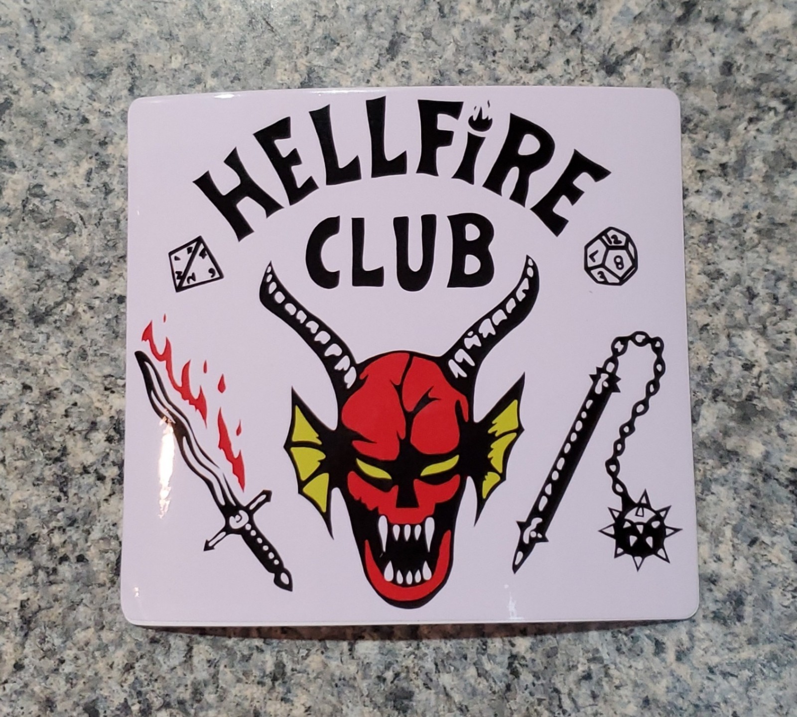 Vintage Stranger Things Hellfire Club Large White Sticker 5"x 4.75"