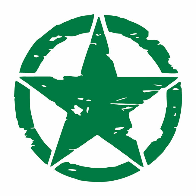 Automotive Distressed Army Star Die Cut Decal Multiple colors Made USA