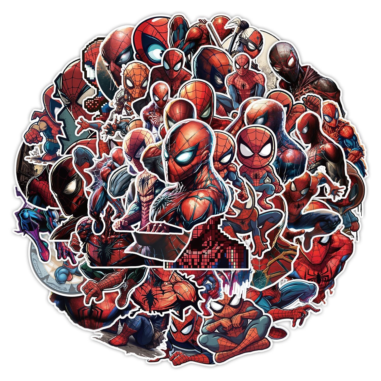 50 Pcs Stickers Spider Man Marvel Heroes Animation Luggage Car Phone Vinyl Decal