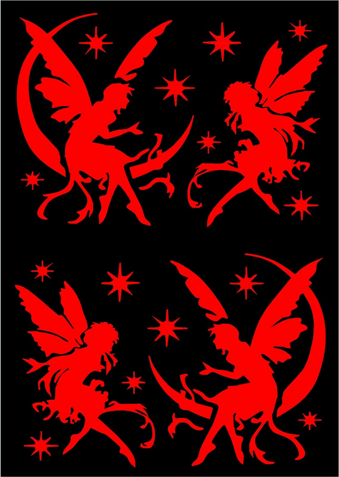 Fairy Decals Mirrored Image Set Pixies fairies moon stars vinyl stickers