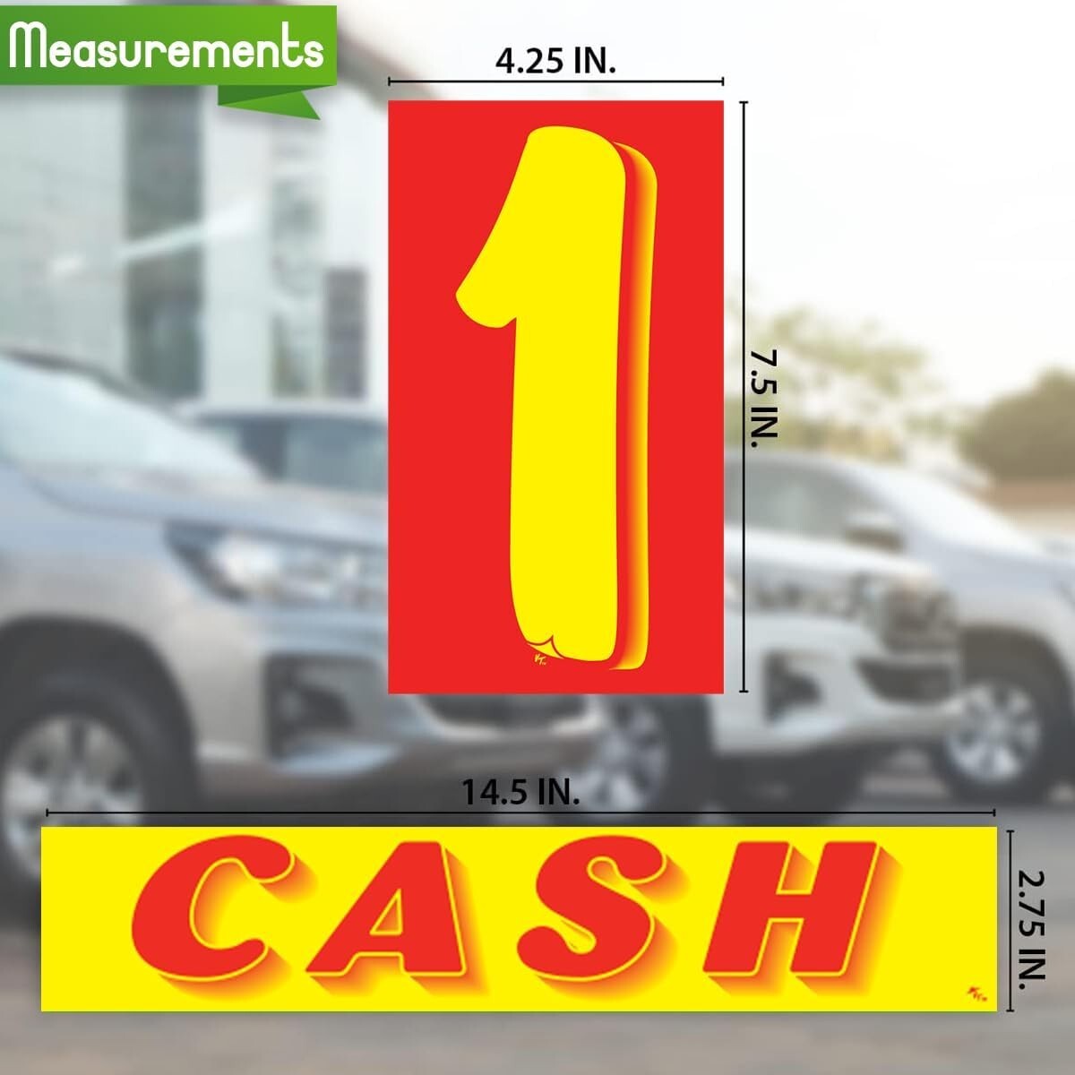 Vinyl Number and Cash Slogans Decals Car Lot Windshield Pricing Stickers
