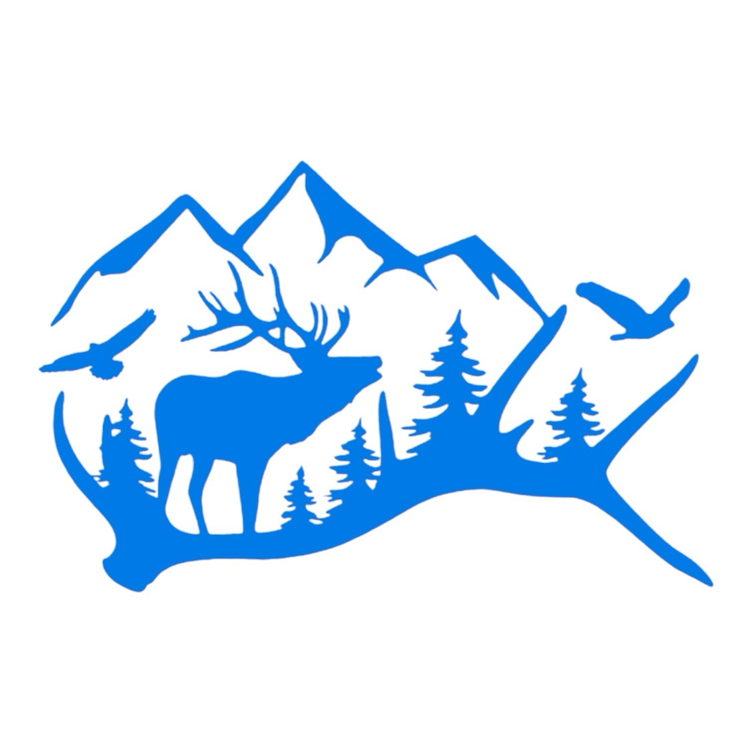 Elk antler mountain scene Decal for car Windows Laptops most Smooth Surfaces