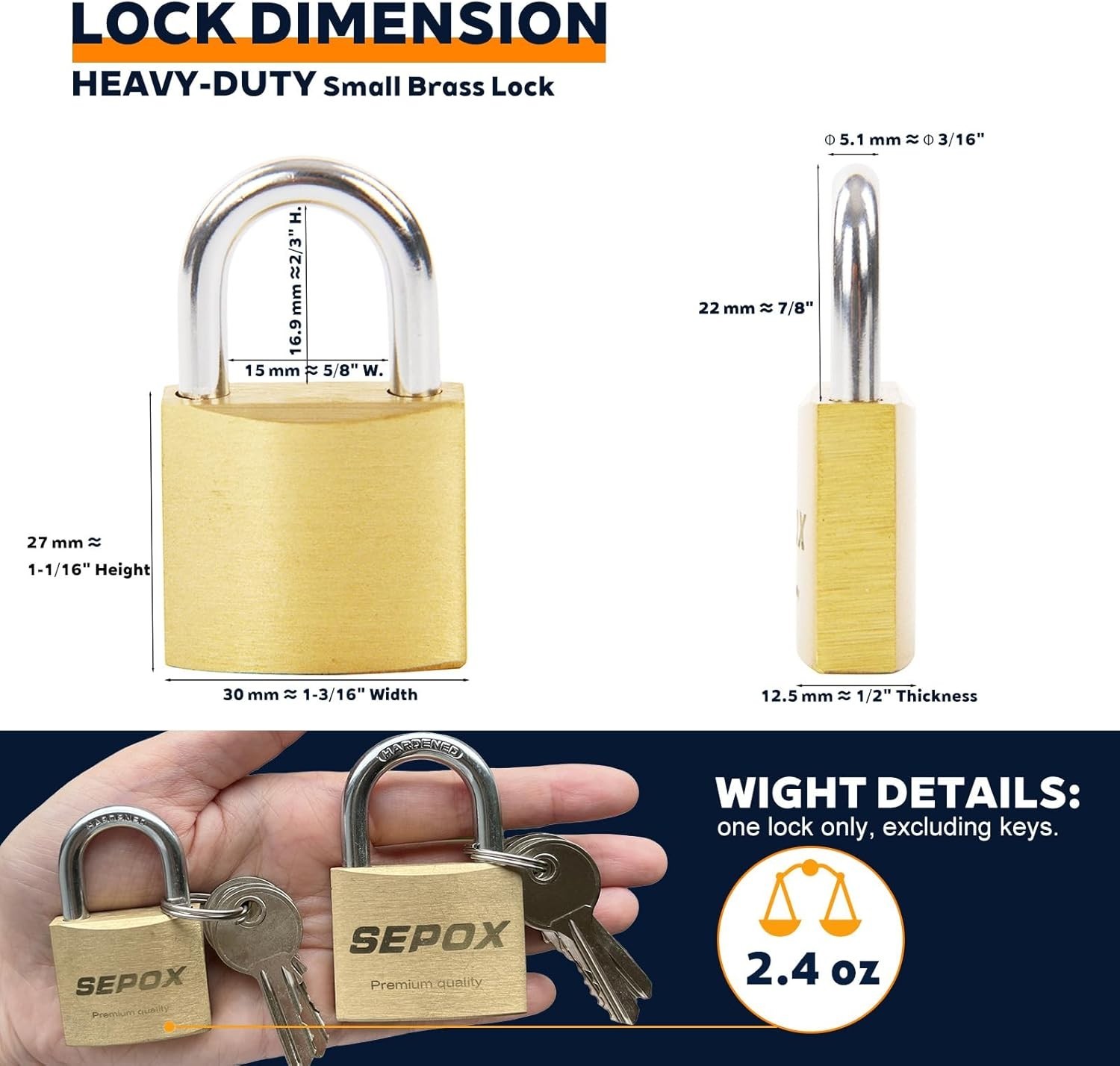 8-Pack Padlock Keyed-Alike: Ultra-Durable Solid-Brass Body 1-3/16" 30mm, Ant…