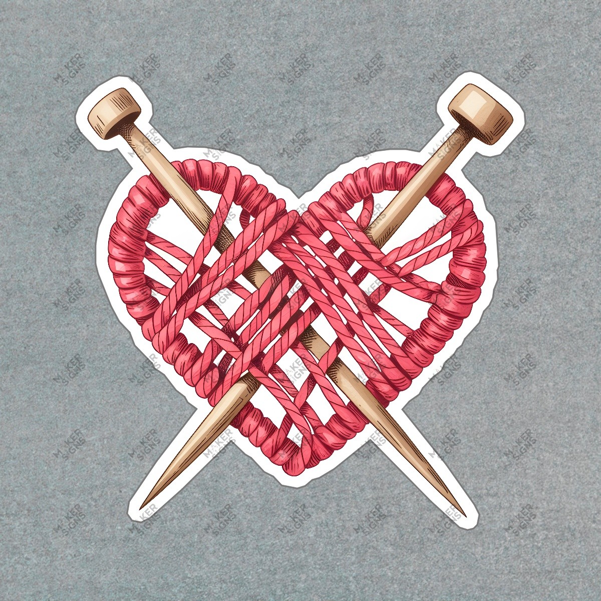 Handcrafted Knitted Heart Sign Perfect for Crafters & Knitting #7413