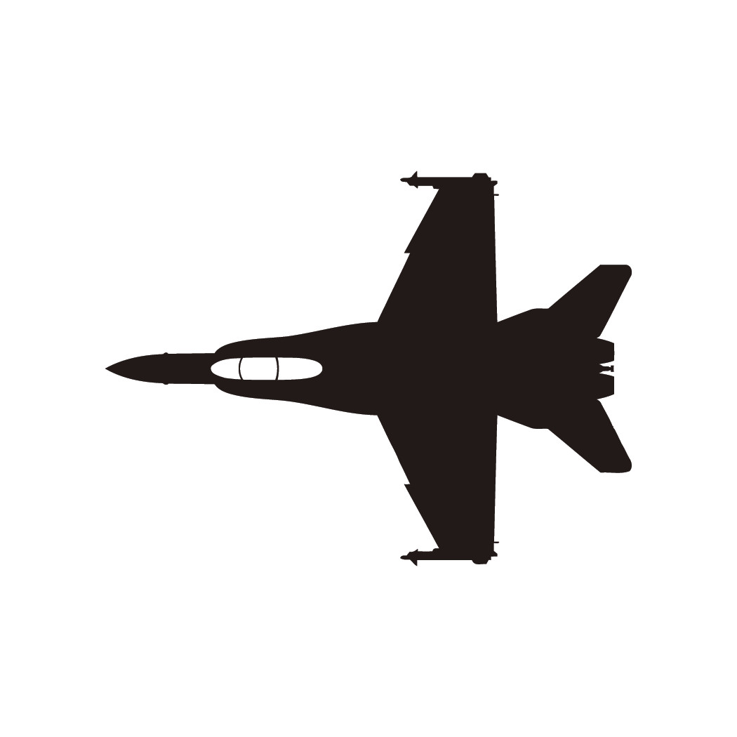 Military F-18 Top View Die Cut Decal Available in Multiple Colors Made in USA