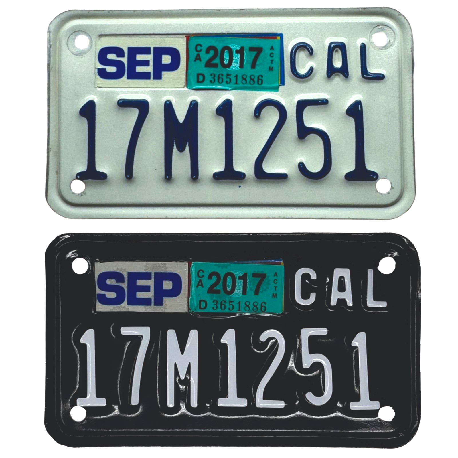 California CA Motorcycle Plate Wrap DIY Kit White, Yellow Red Reflective