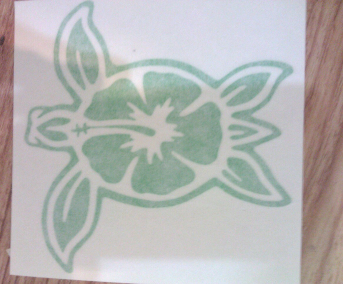 Sea Turtle and Flower 4"x4.5" bright green Vinyl Decal Car Window Wall Sticker