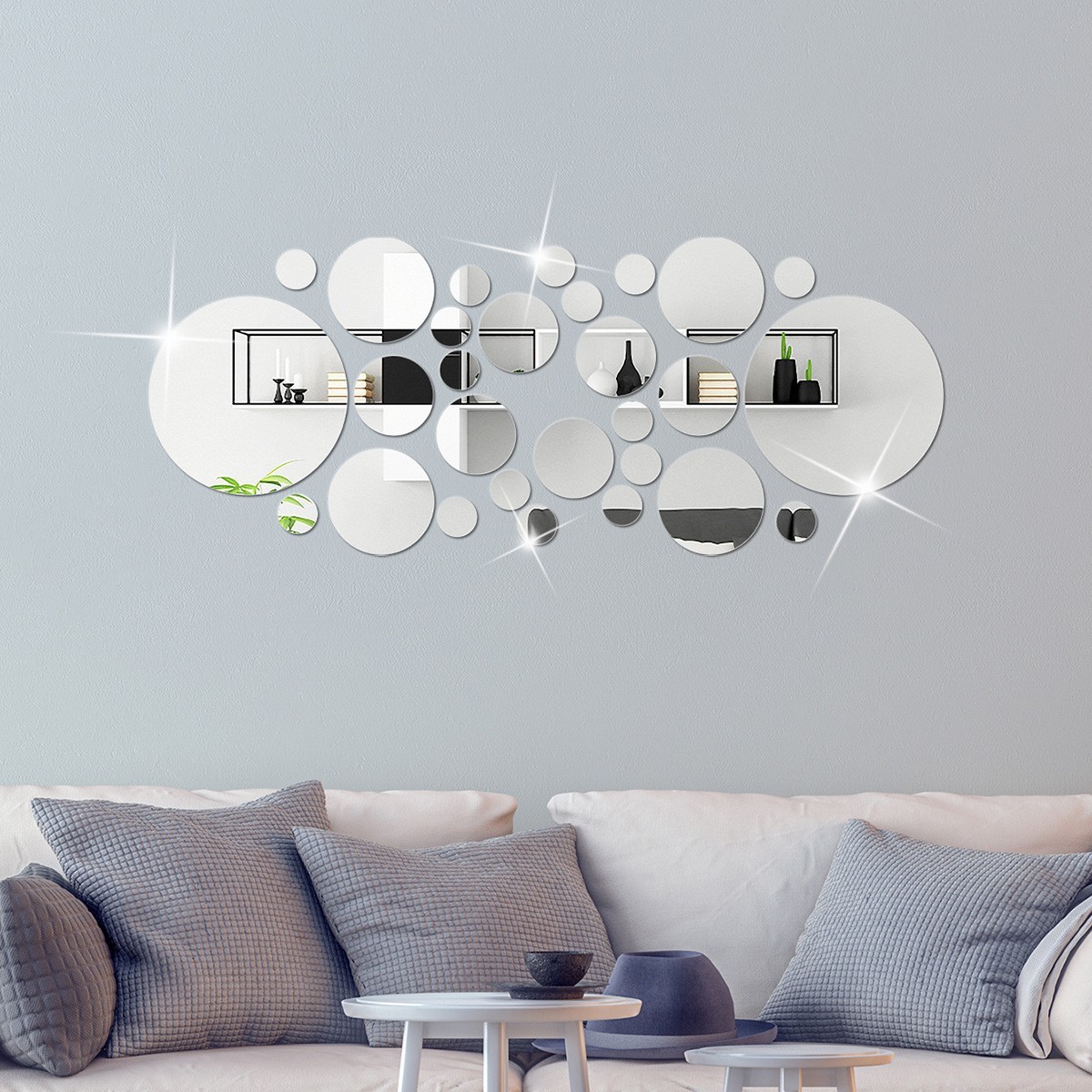 3D Acrylic Mirror Circle Wall Stickers Big & Small Round Home Decoration