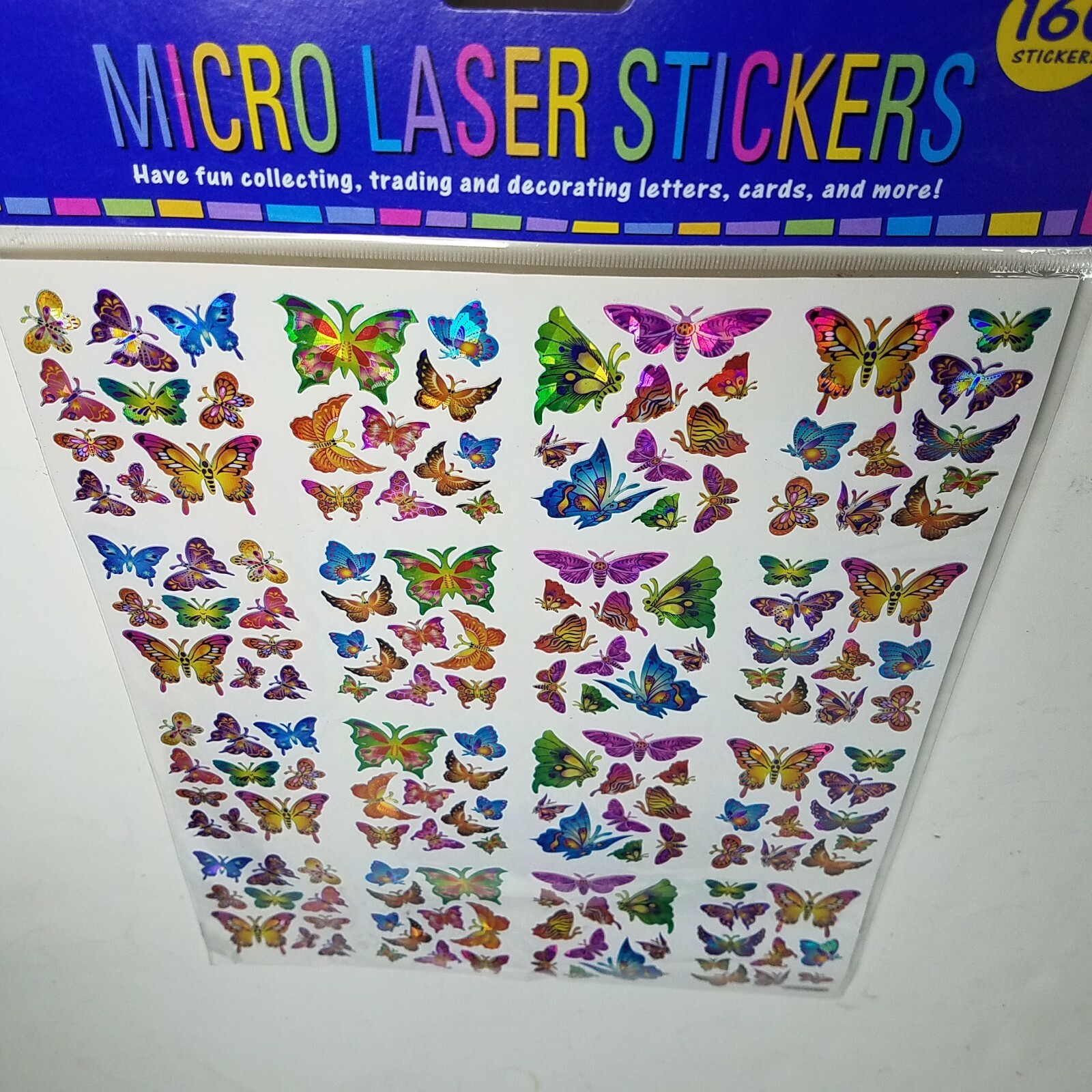 480 Pcs Micro Laser STICKERS PACK Decals Pop Art Butterflies Girls Fun Colors