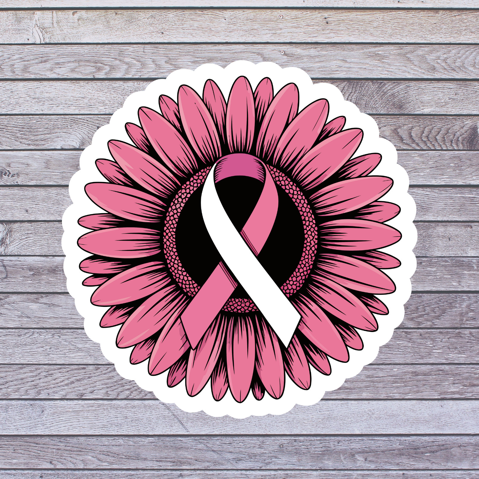 Cancer sticker vinyl decal awareness support breast cancer ribbon sunflower