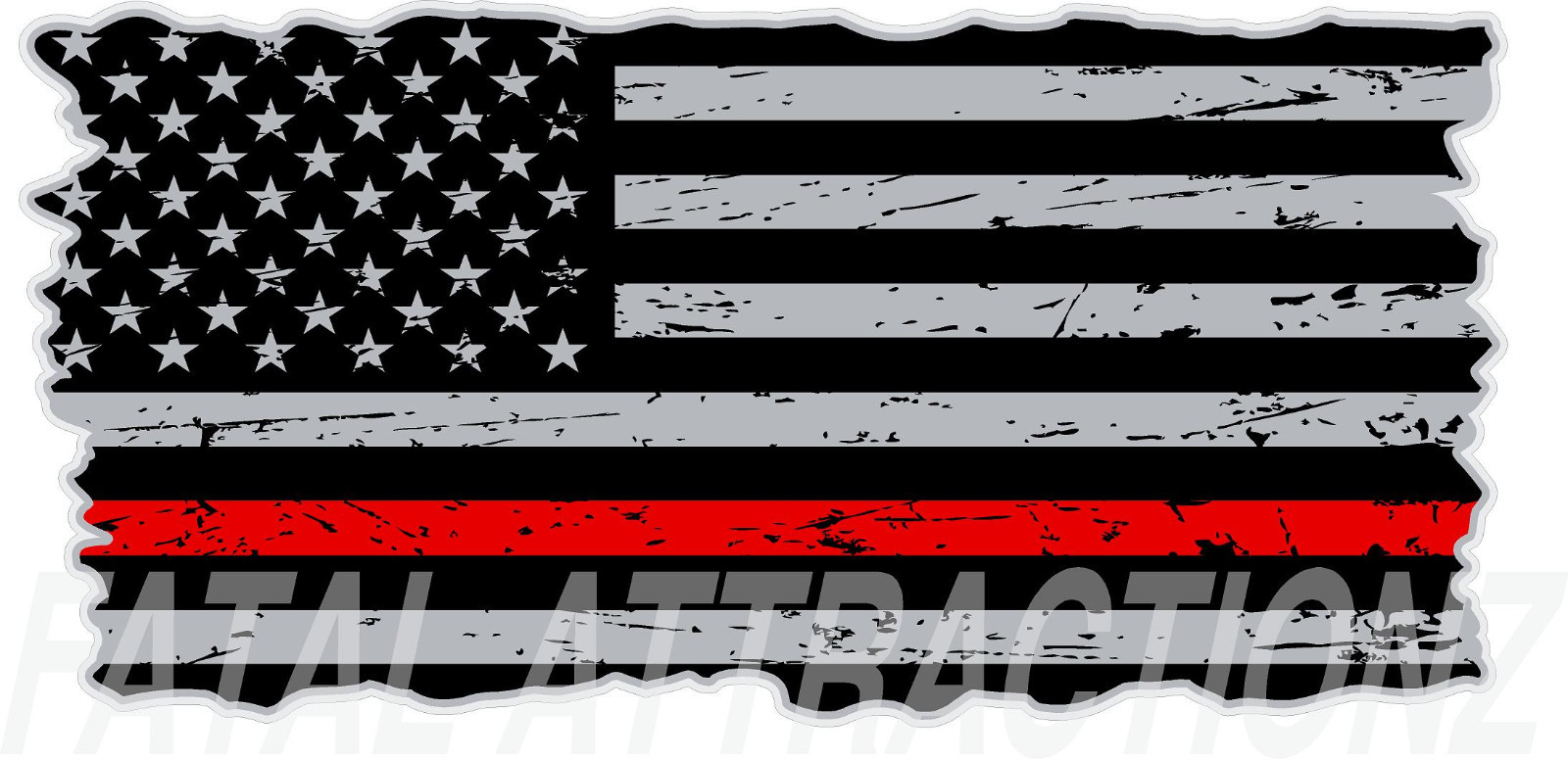 Distressed American Flag Thin Red Line Vinyl Decal sticker Fire Fighter usa ems