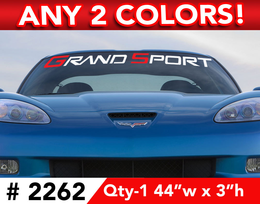 CORVETTE GRAND SPORT WINDSHIELD DECAL STICKER 44"w x3"h Any 2 Colors