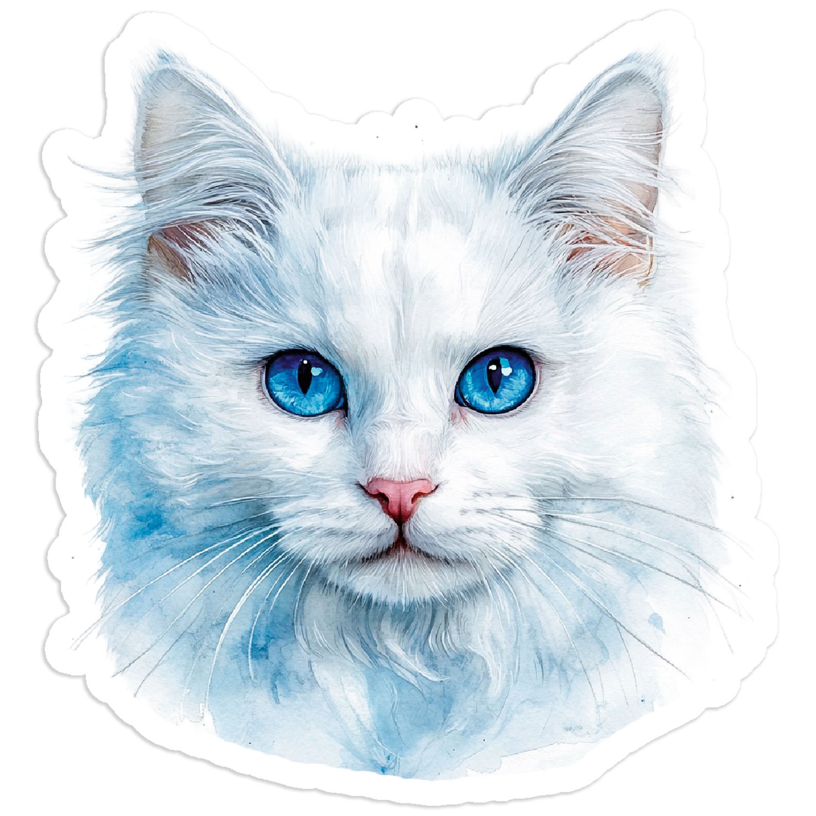 White Cat Portrait – Vinyl Decal Sticker – Car Window Laptop – #24